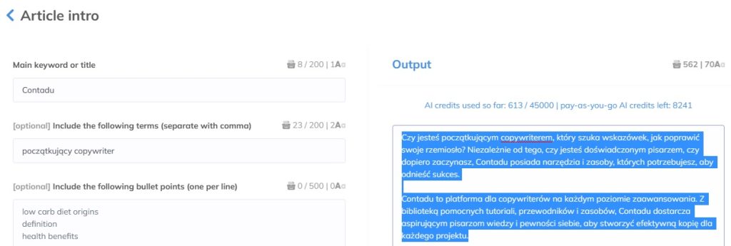 Wjeżdża Contadu z szablonami AI Wjeżdża Contadu z szablonami AI
