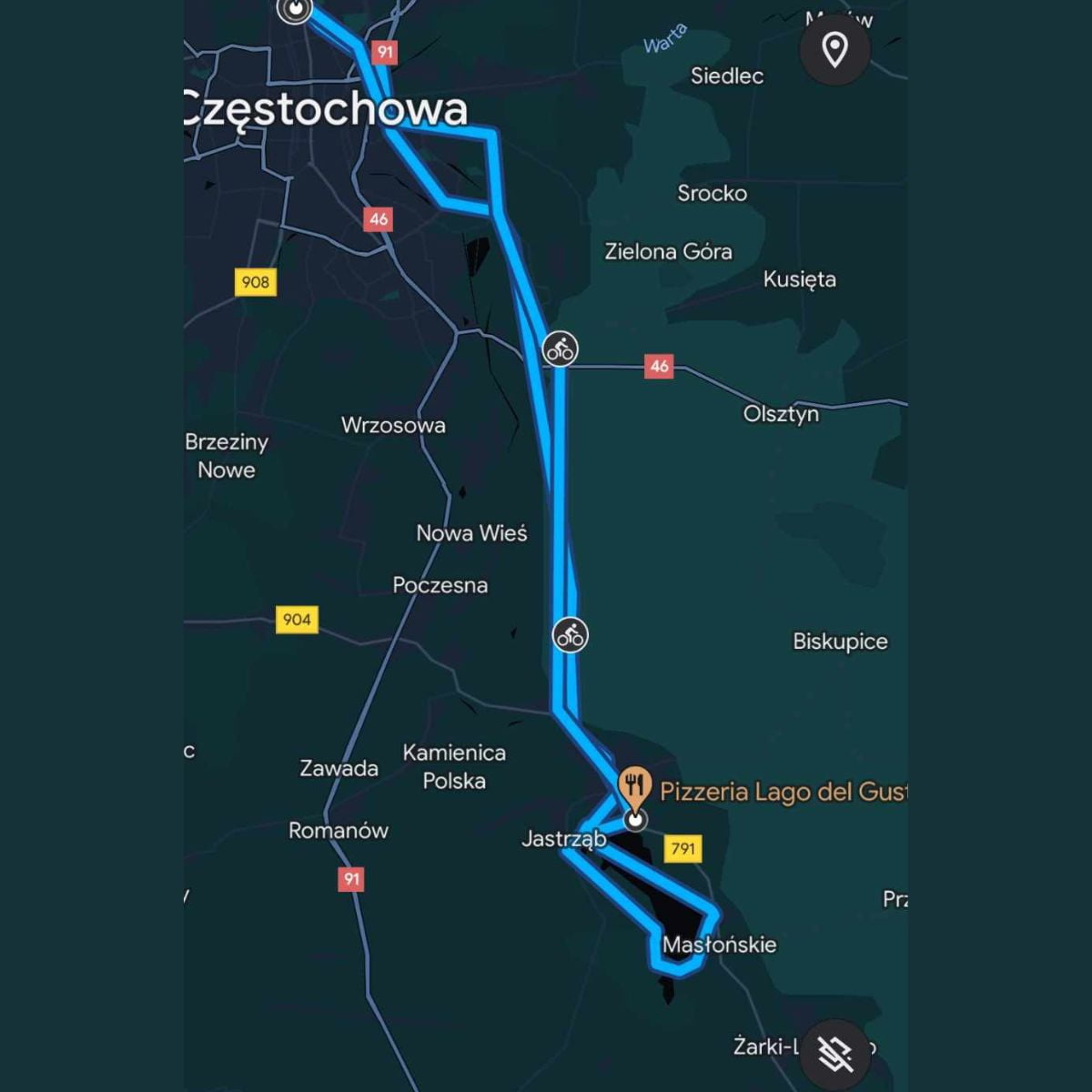 Szlak rowerowy Częstochowa - Poraj