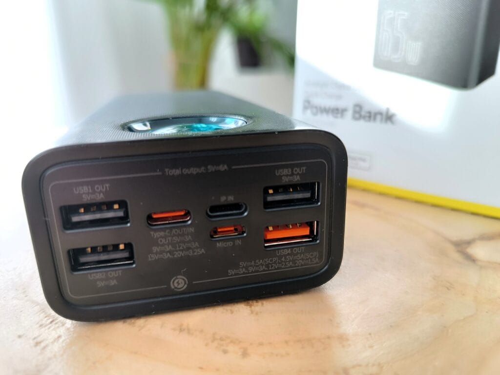 Baseus Amblight 30000mAh (65W) – PowerBank do drona FPV i nie tylko PowerBank do drona FPV - porty usb